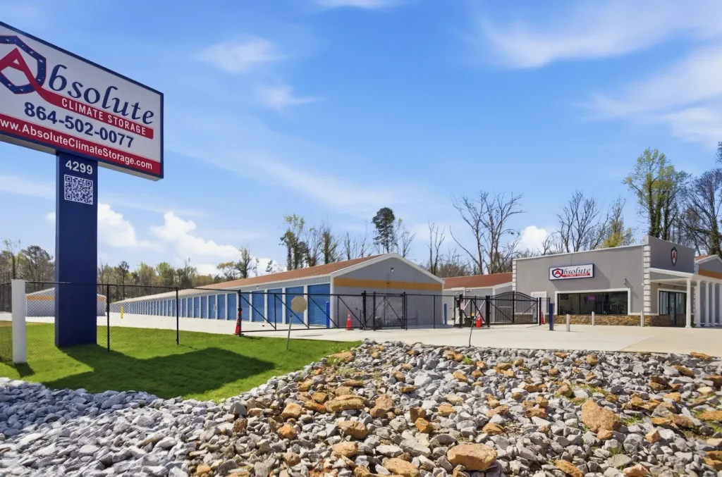 Exterior of Absolute Climate Storage facility with sign