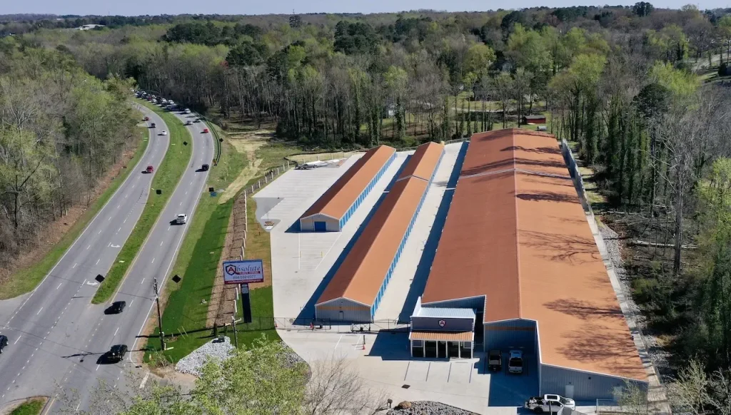 Aerial view of storage facility by clemson blvd in anderson sc
