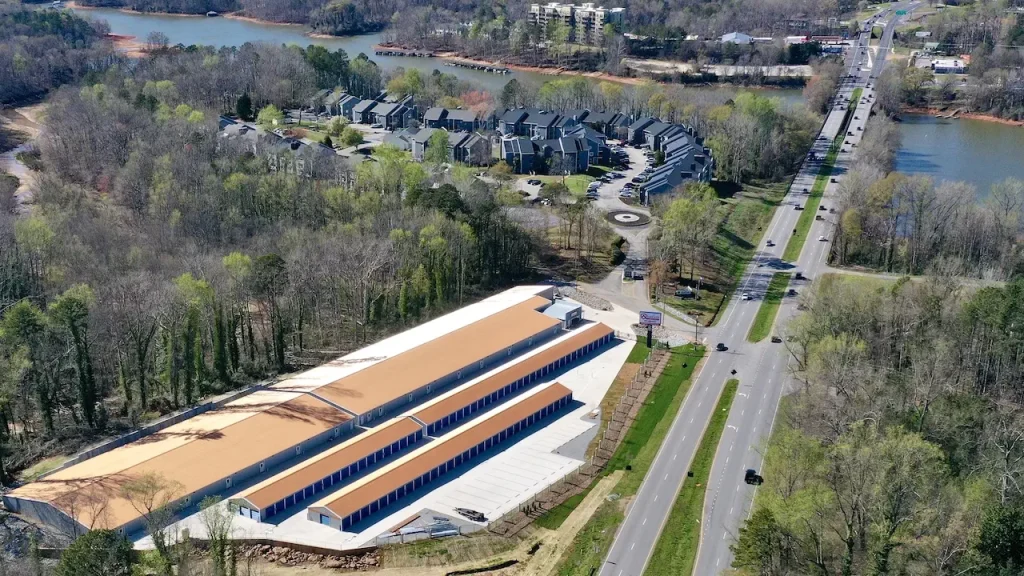 Aerial view of storage facility near Lake Hartwell in Anderson SC
